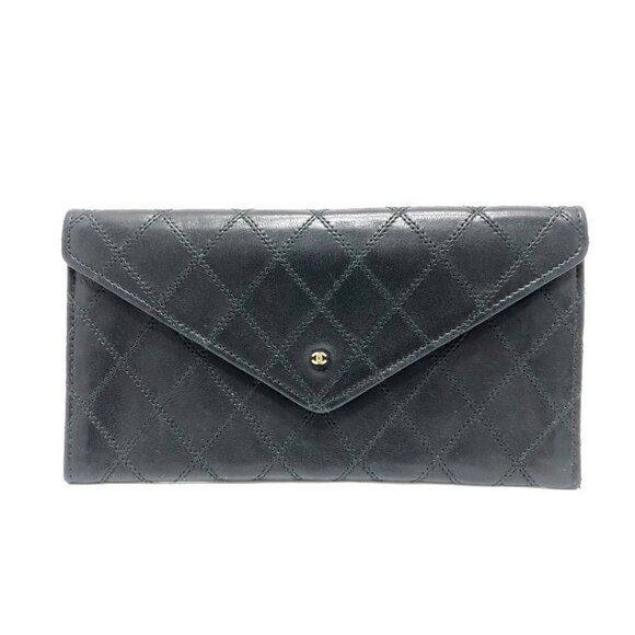 CHANEL Authentic Black Lambskin Leather Wallet - Picture 1 of 16